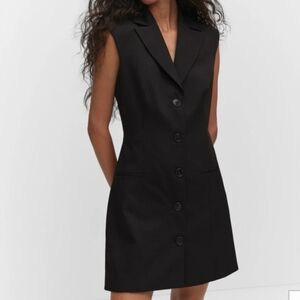 NWT WOMEN'S MANGO BLACK Jeane Sleeveless Blazer Mini Dress SZ XS $79
